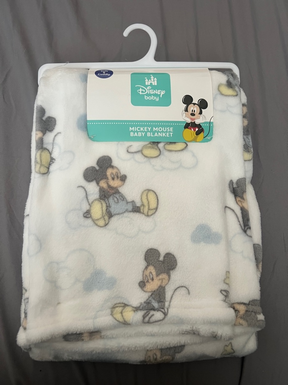 Disney Baby Mickey Mouse Plush Blanket - White, Gray & Yellow